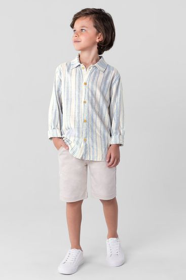 Camisa manga longa infantil menino em tricoline Mundi - 10