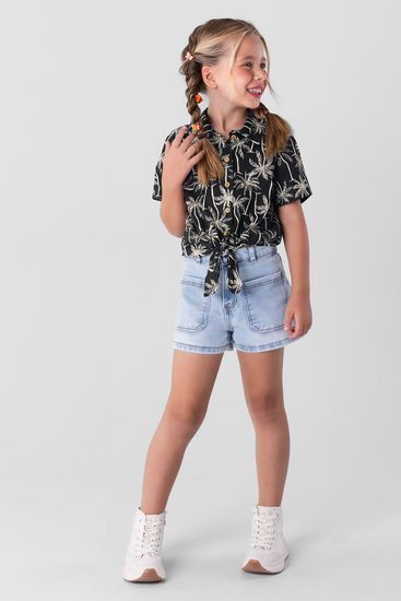 Camisa cropped em malha infantil menina Brandili - 10