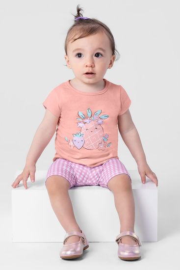 Conjunto bebê menina com bermuda ciclista Brandili Baby - P
