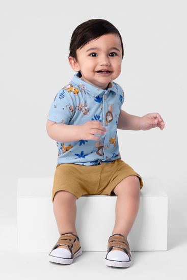 Conjunto bebê menino com camisa e bermuda Brandili Baby - P