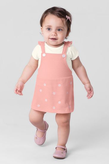 Salopete bebê menina com body Mundi - M