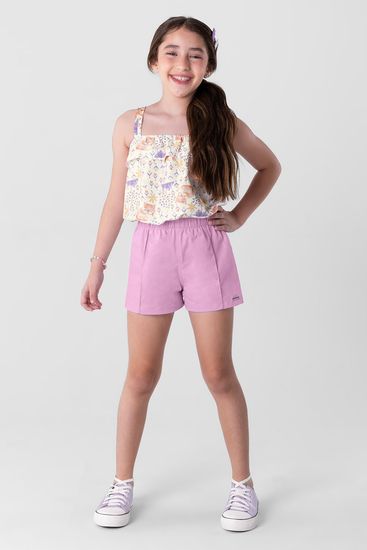 Conjunto infantil menina com blusa cropped Brandili - 4
