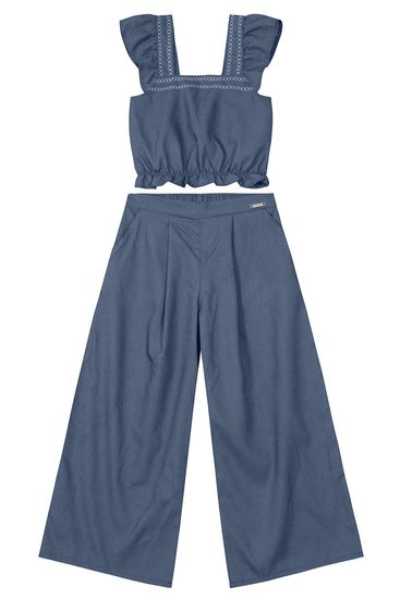 Conjunto infantil menina com cropped e Calça Mundi - 4