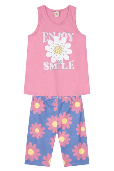 Conjunto infantil menina com bermuda ciclista Brandili - 14