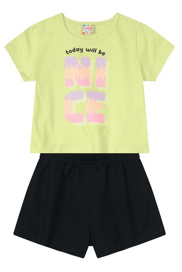Conjunto infantil menina com blusa cropped Brandili - 10
