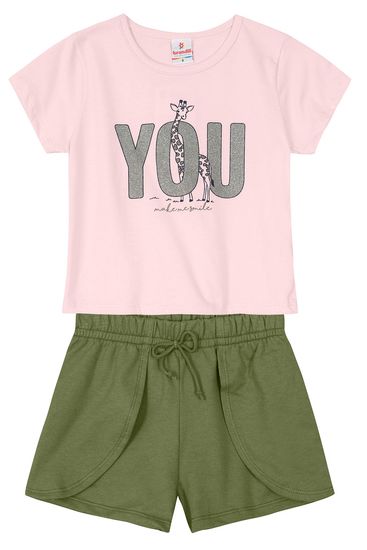 Conjunto infantil menina com blusa cropped Brandili - 4