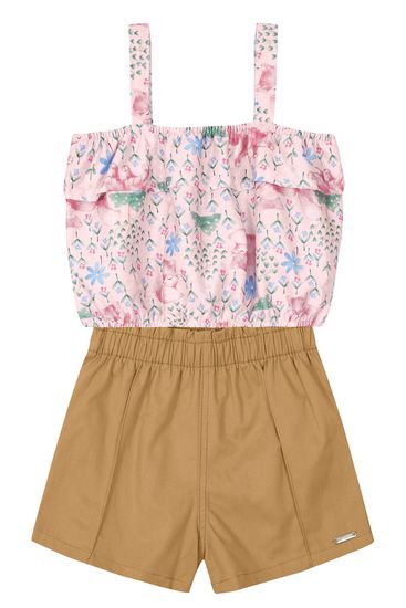Conjunto infantil menina com blusa cropped Brandili - 10