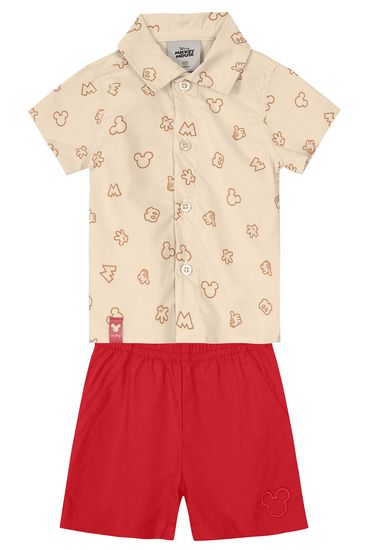 Conjunto Mickey Mouse infantil menino em tricoline Mundi - G