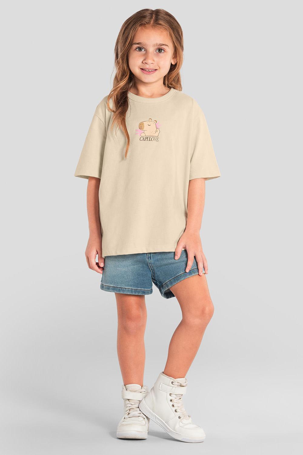 Blusa infantil menina de capivara Brandili