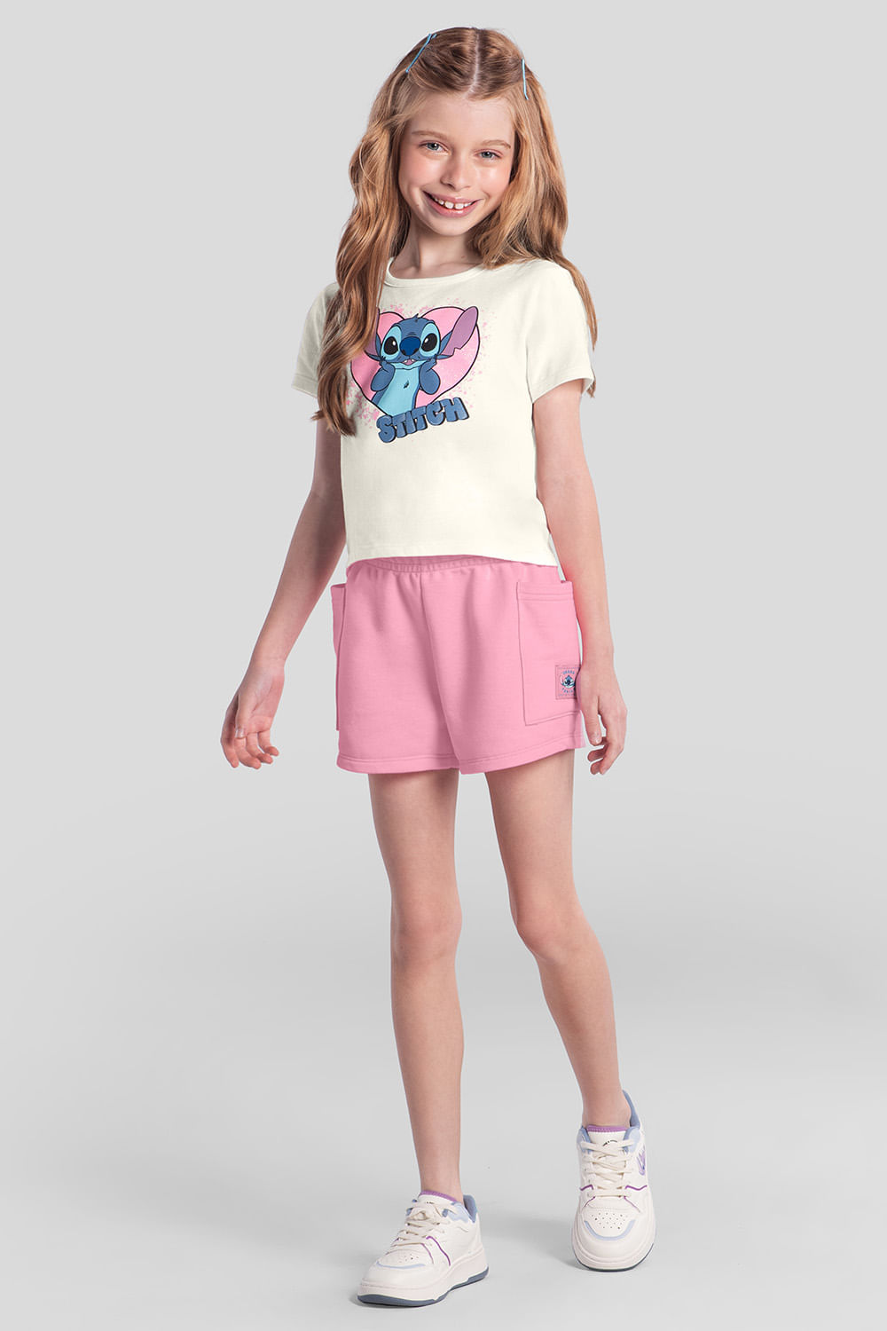 Conjunto infantil menina do Stitch Brandili