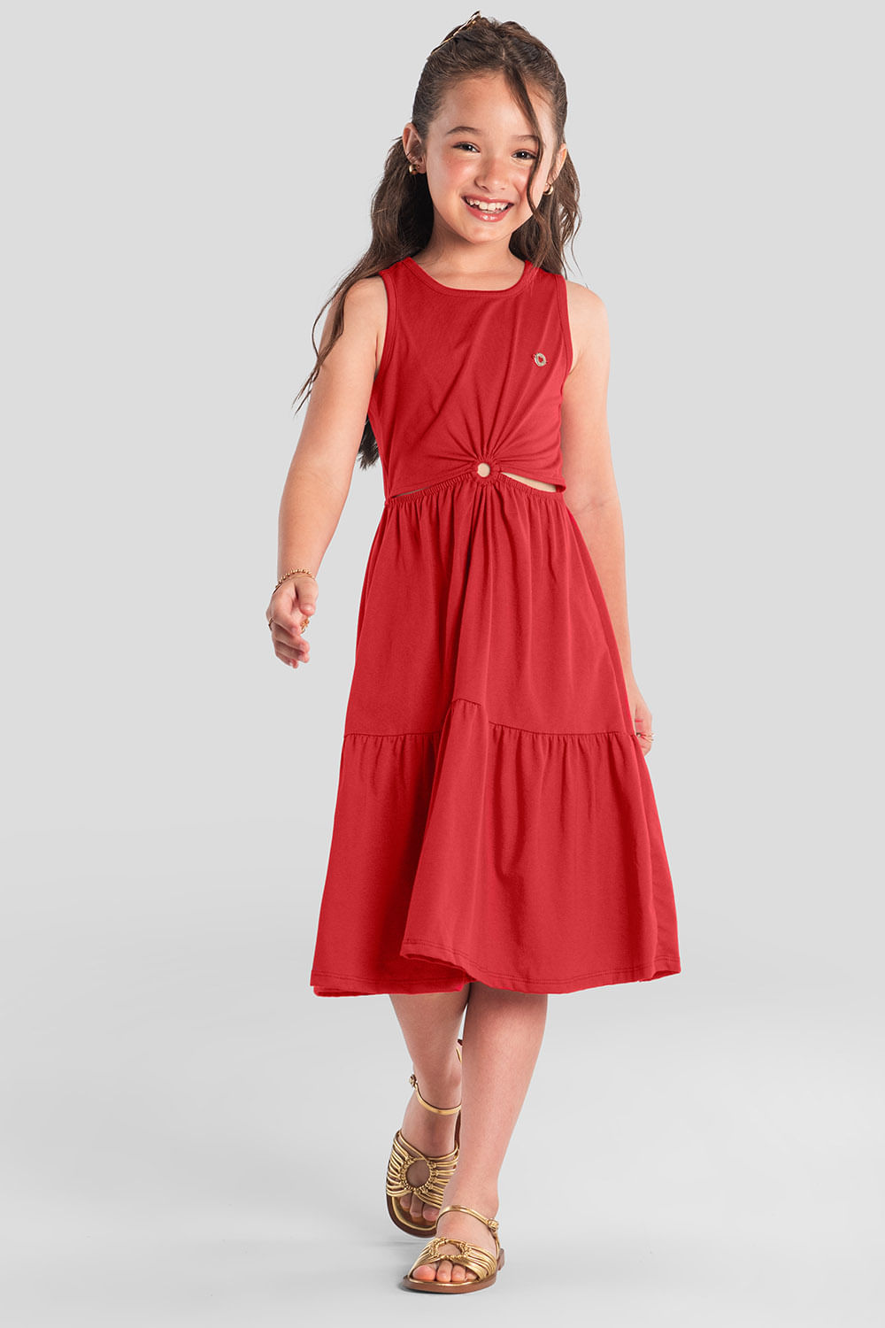 Vestido infantil menina com recortes Brandili