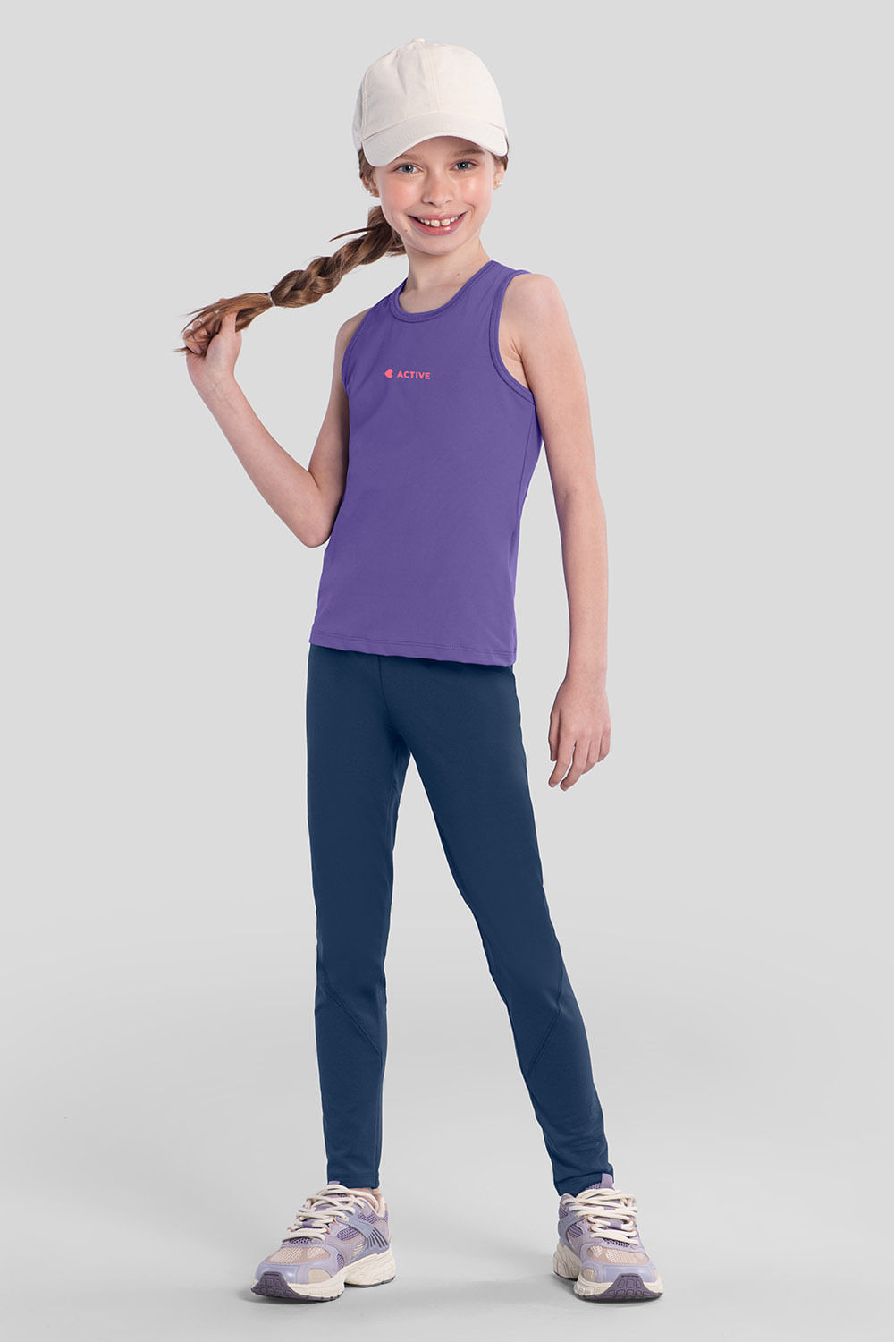 Calça legging infantil menina em poliamida Brandili Active