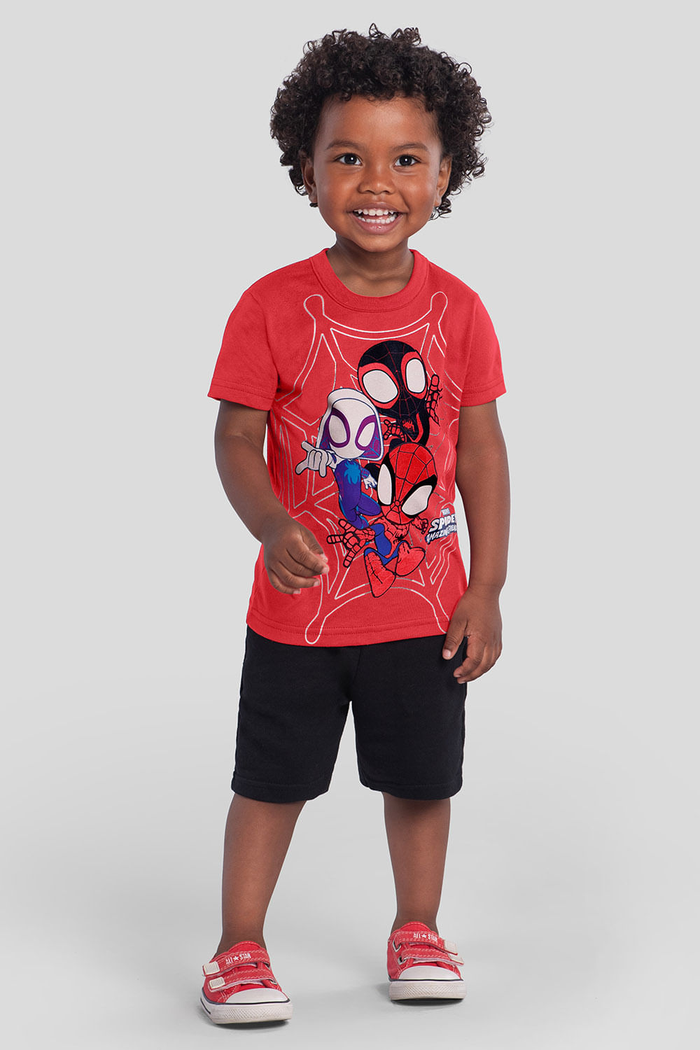 Camiseta infantil menino metalizada do Homem-Aranha Brandili