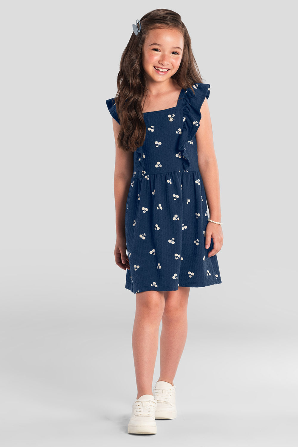 Vestido infantil menina de cerejas Brandili