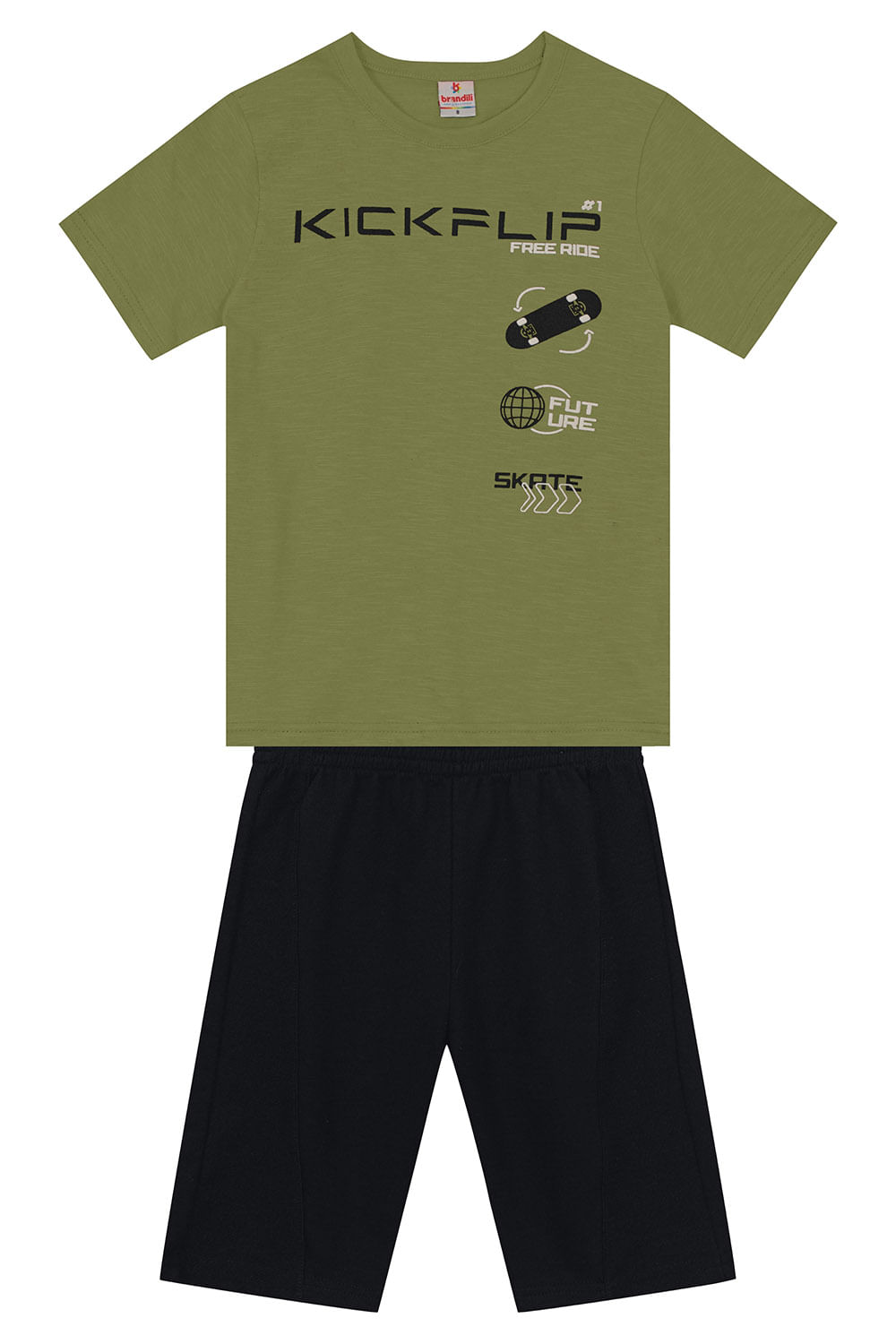 Conjunto infantil menino skate Brandili