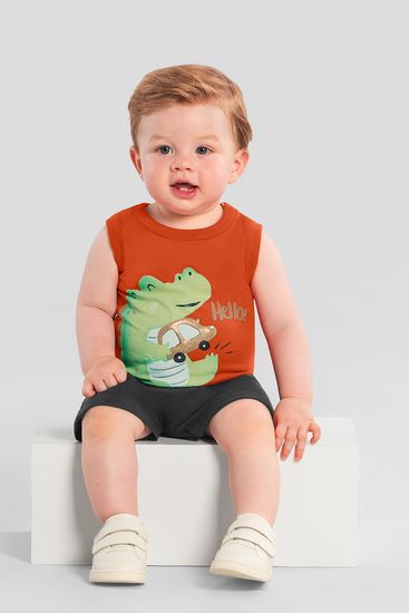 Conjunto bebê menino de jacaré Brandili - P