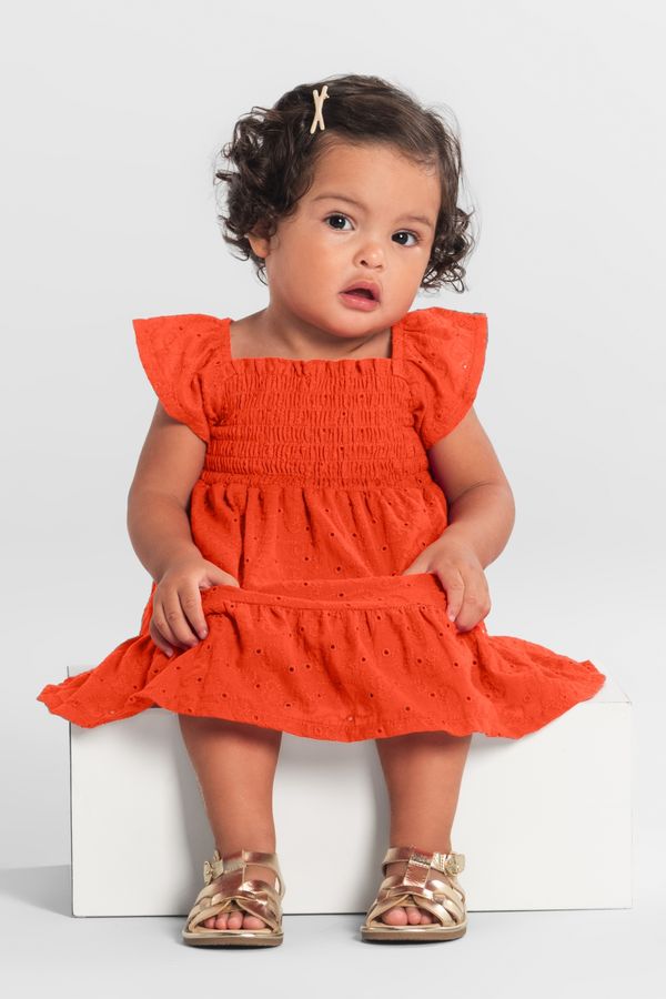 Vestido bebê menina em laise de corações Mundi - 1