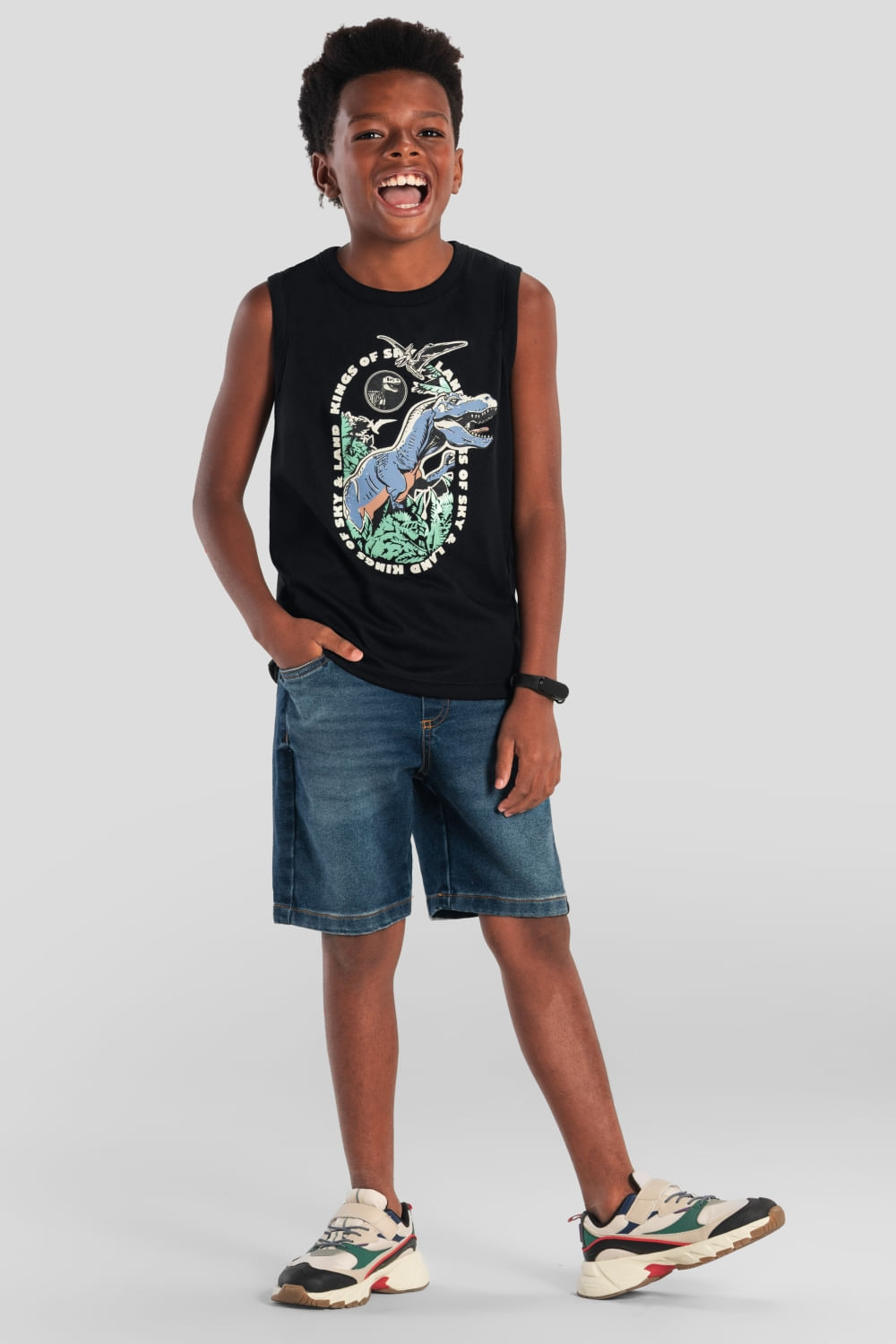 Regata infantil menino de dinossauro em gel Brandili