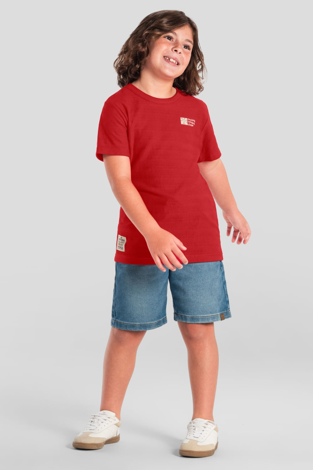 Camiseta infantil menino em malha texturizada Brandili