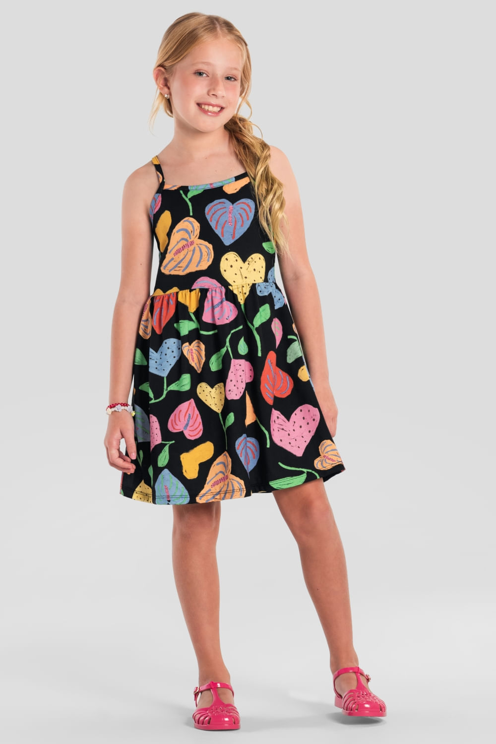 Vestido infantil menina com flores Brandili