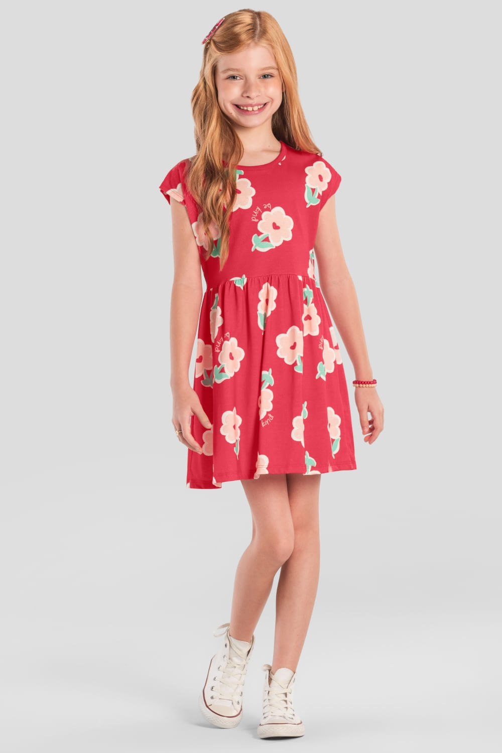 Vestido infantil menina de florzinhas Brandili