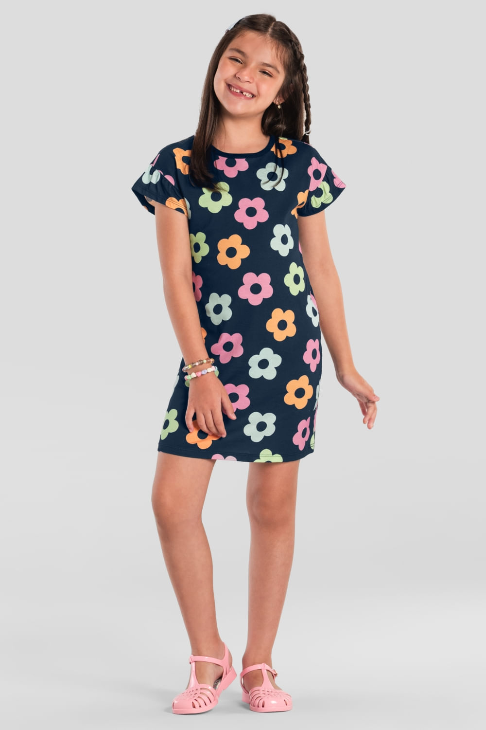 Vestido infantil menina florido colorido Brandili