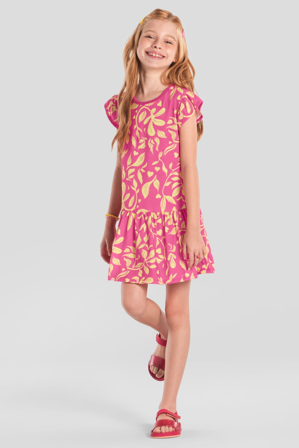 Vestido infantil menina de flores Brandili