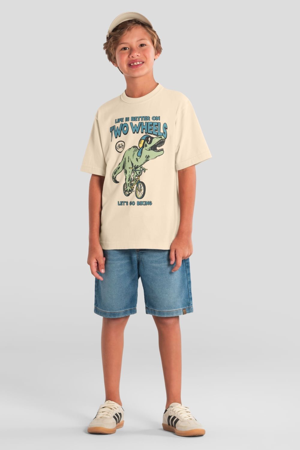 Camiseta infantil menino de dinossauro em malha Brandili