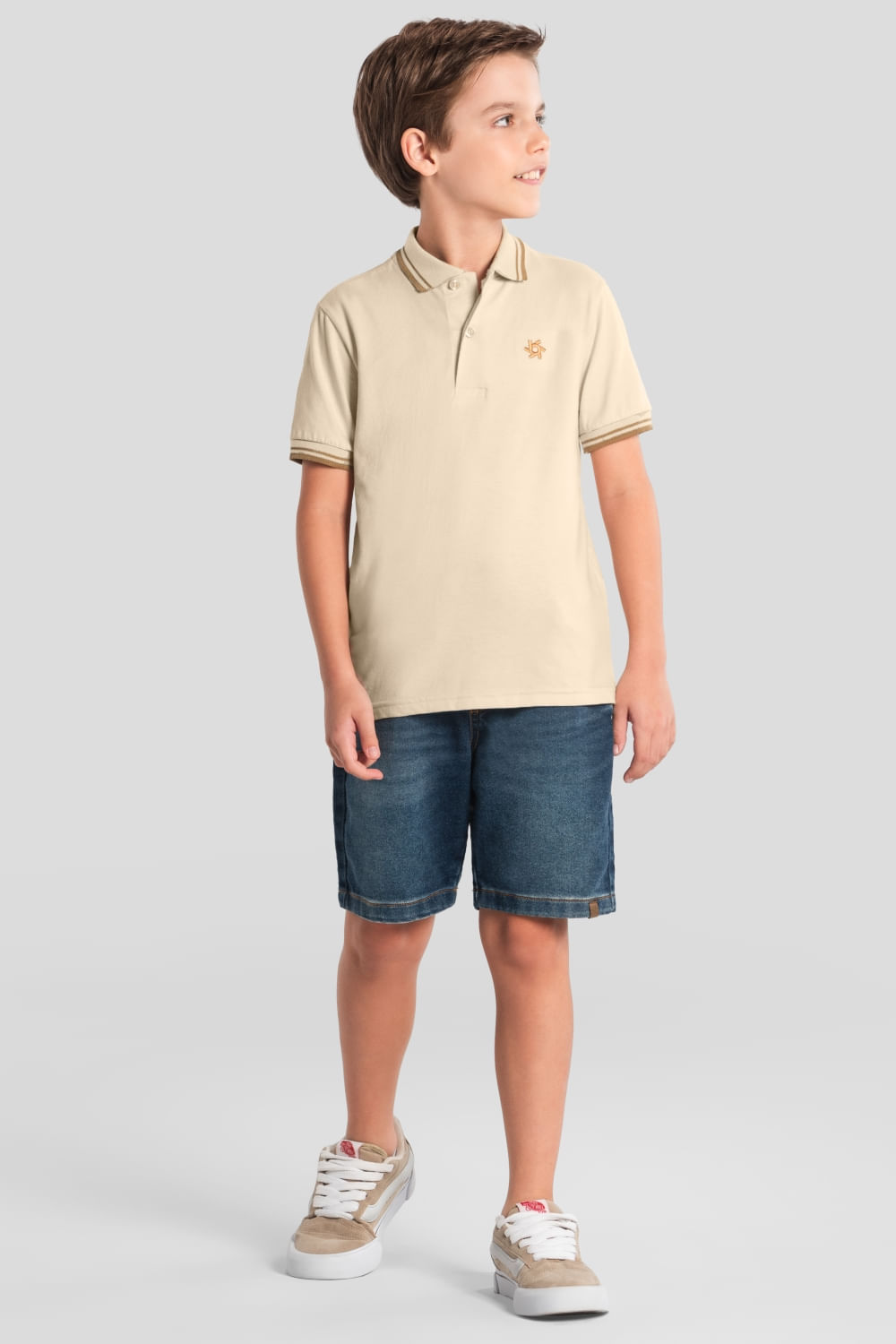 Camisa polo infantil menino em meia malha Brandili
