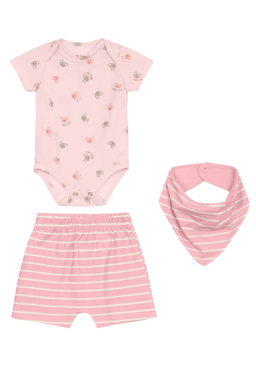 Conjunto bebê unissex com babador Brandili Baby