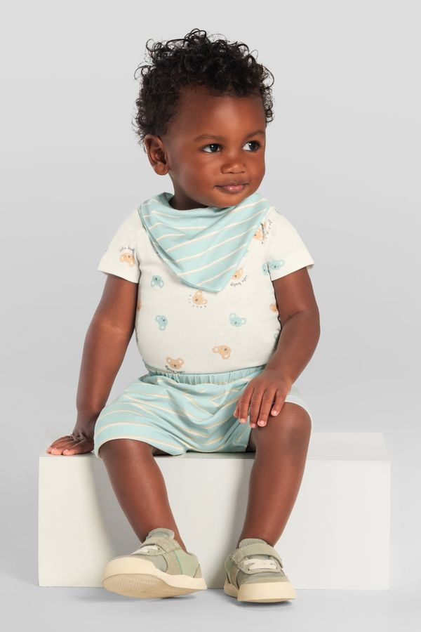 Conjunto bebê unissex com babador Brandili Baby - P