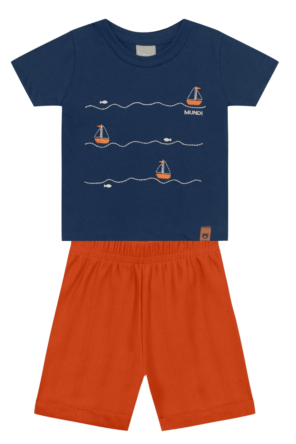 Conjunto bebê menino bordado floral Mundi