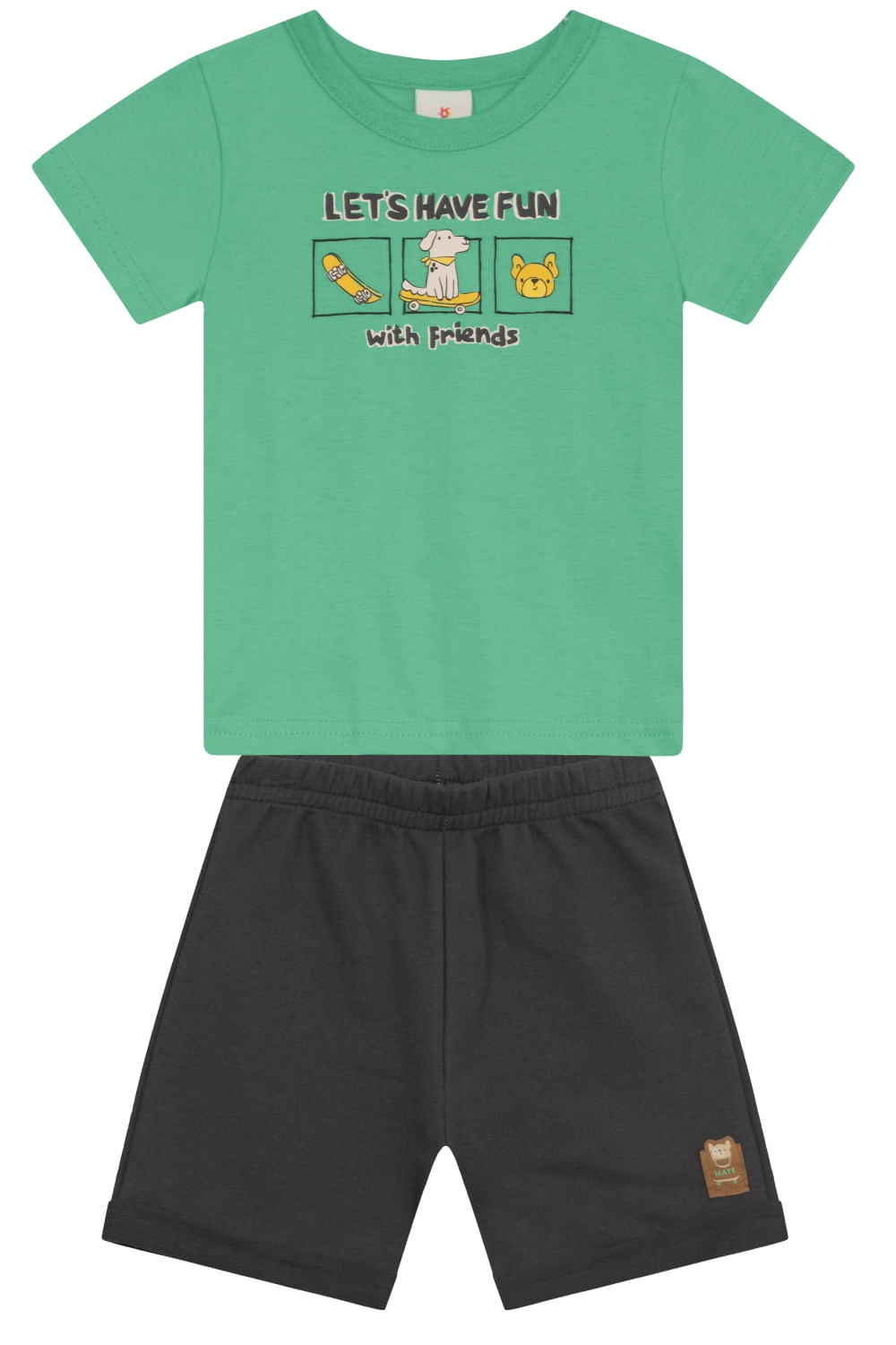 Conjunto infantil menino de cachorrinho em puff Brandili