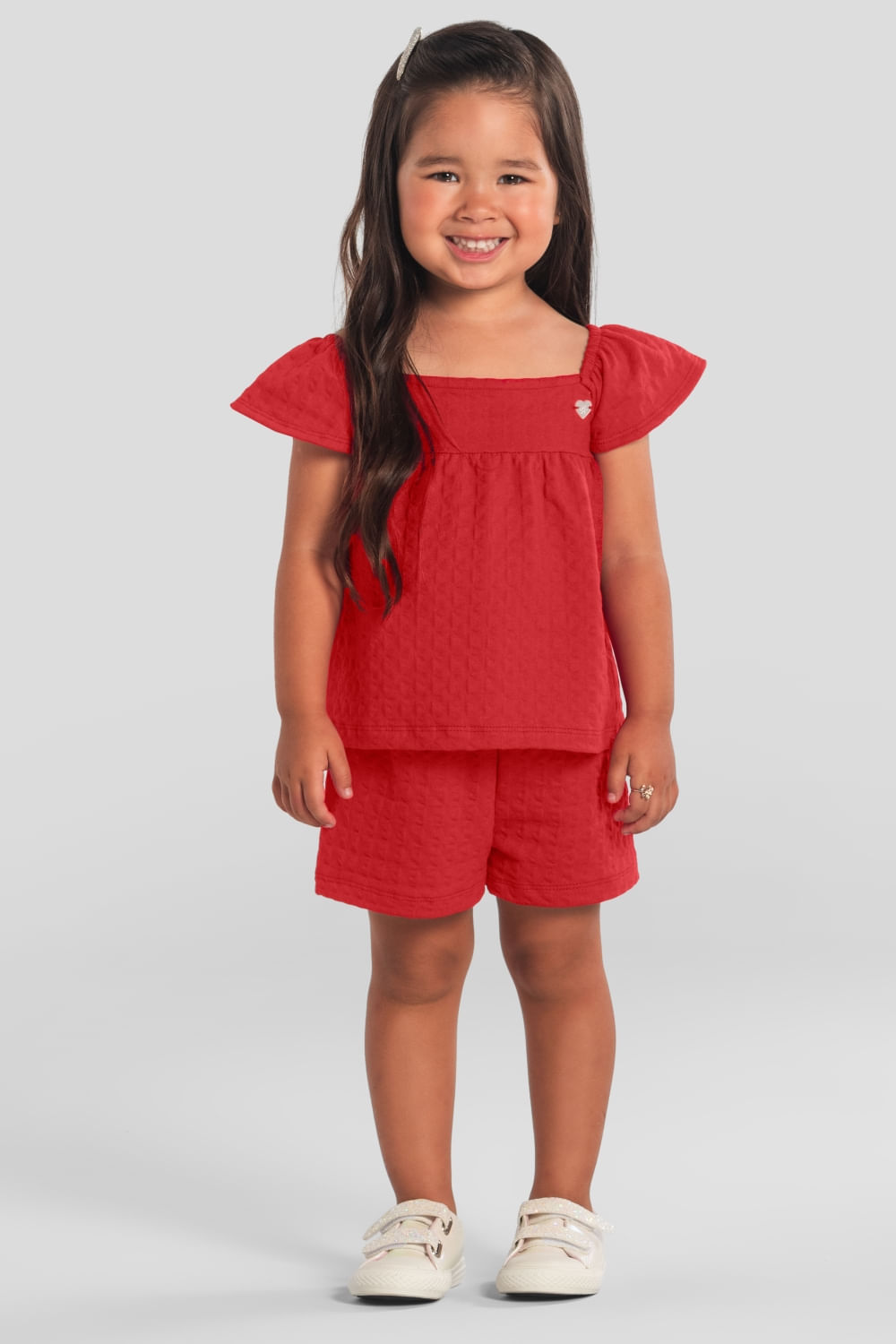 Conjunto infantil menina em cotton texturizado Brandili