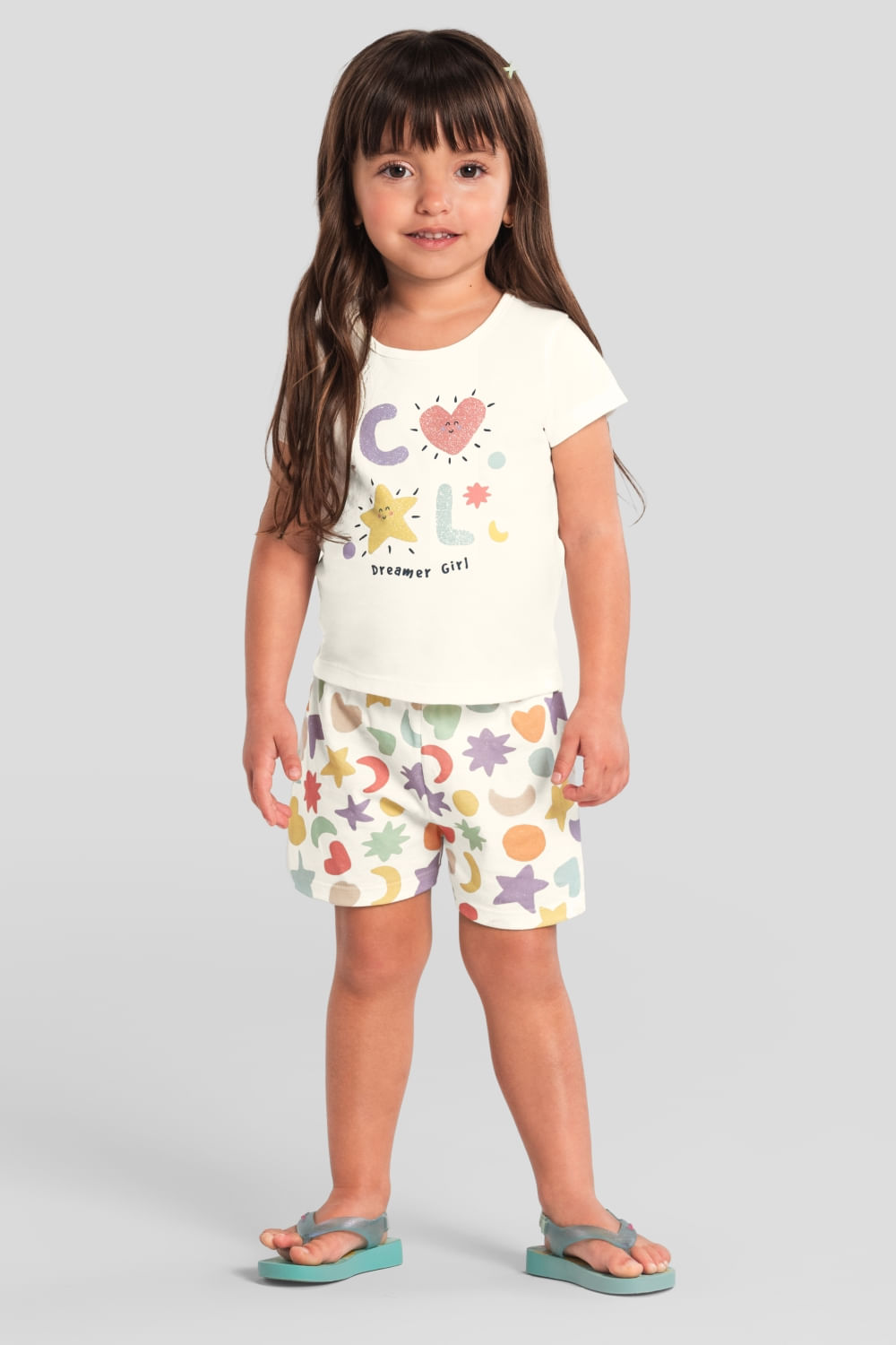 Pijama infantil menina colorido com brilho Brandili