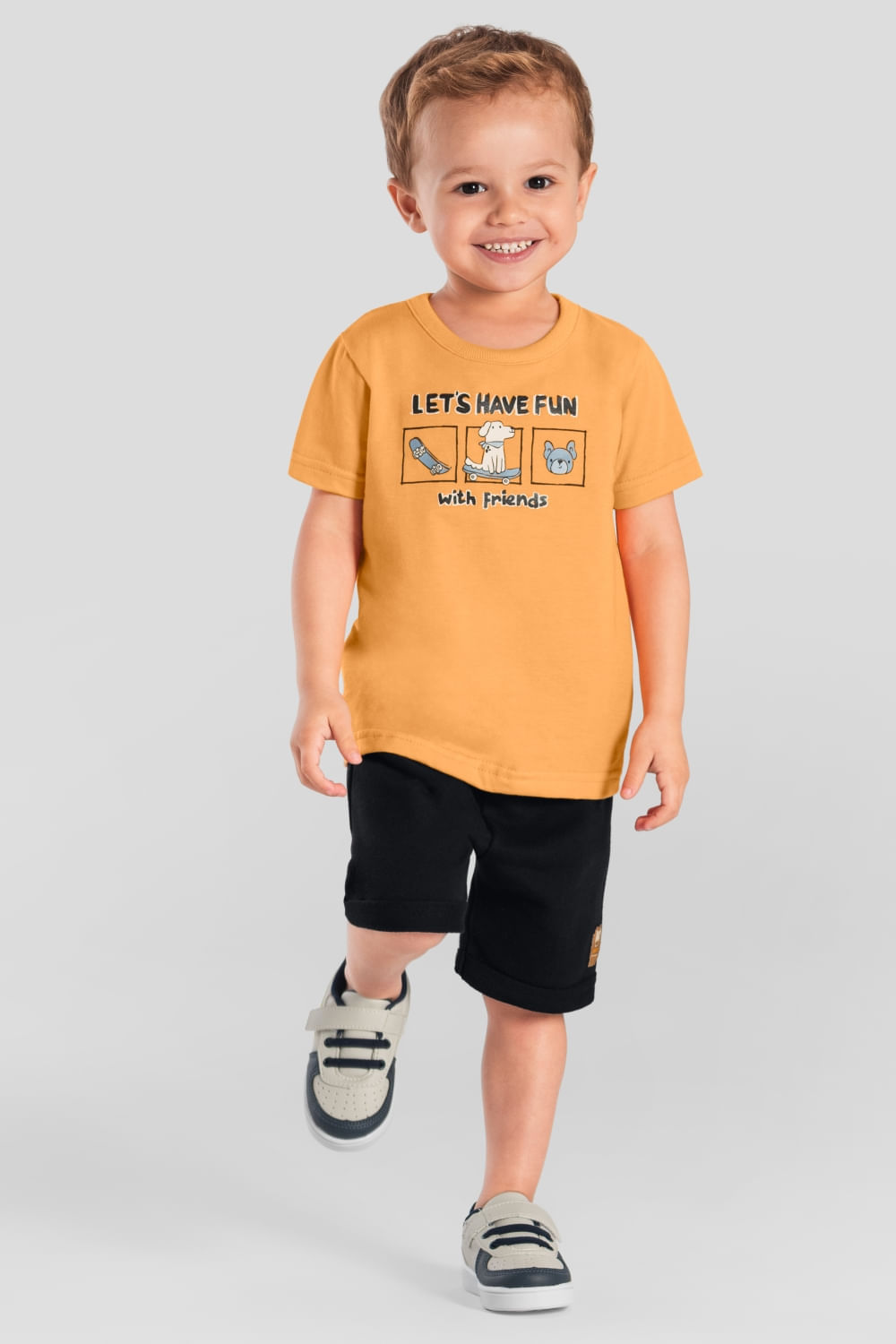 Conjunto infantil menino de cachorrinho em puff Brandili