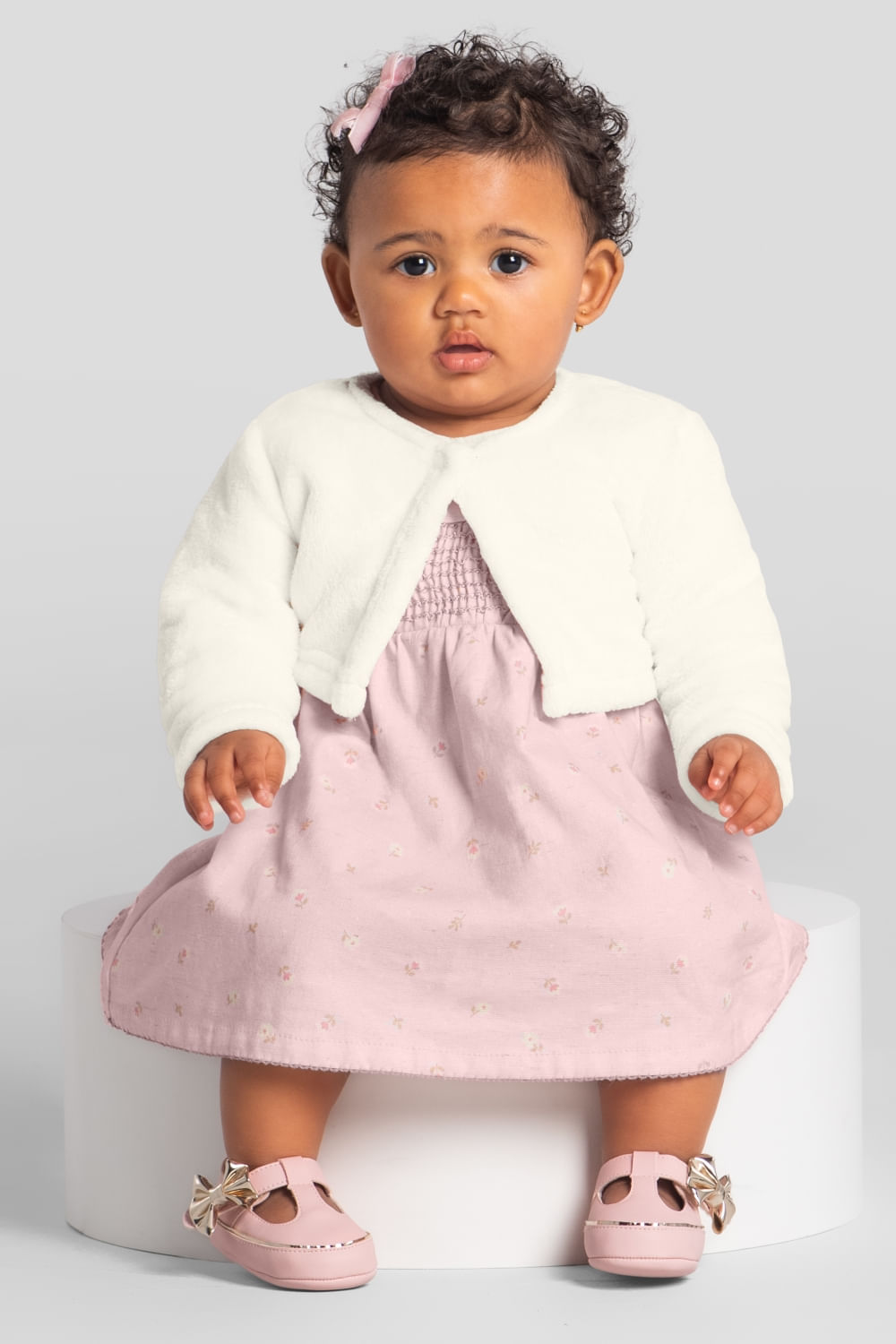 Conjunto bebê menina em sarja Mundi