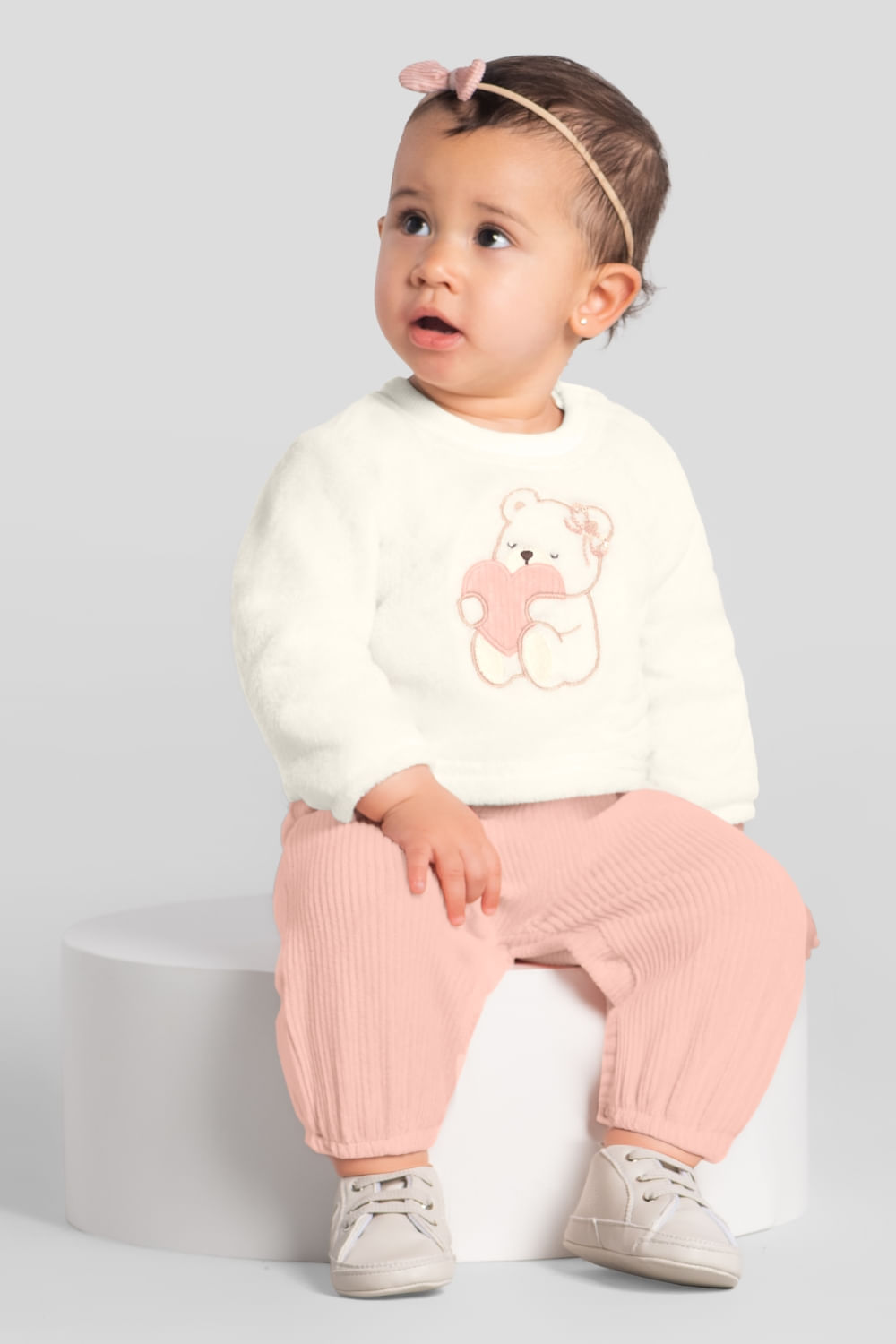 Macacão bebê menina em malha Mundi