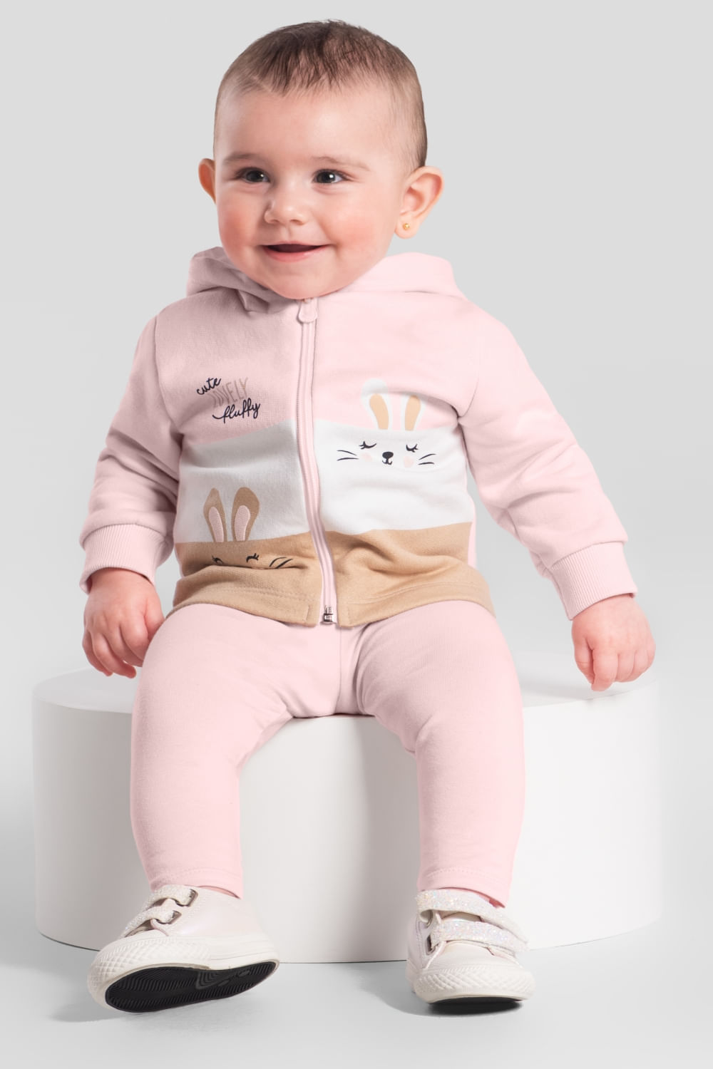 Conjunto bebê menina em moletom Brandili Baby