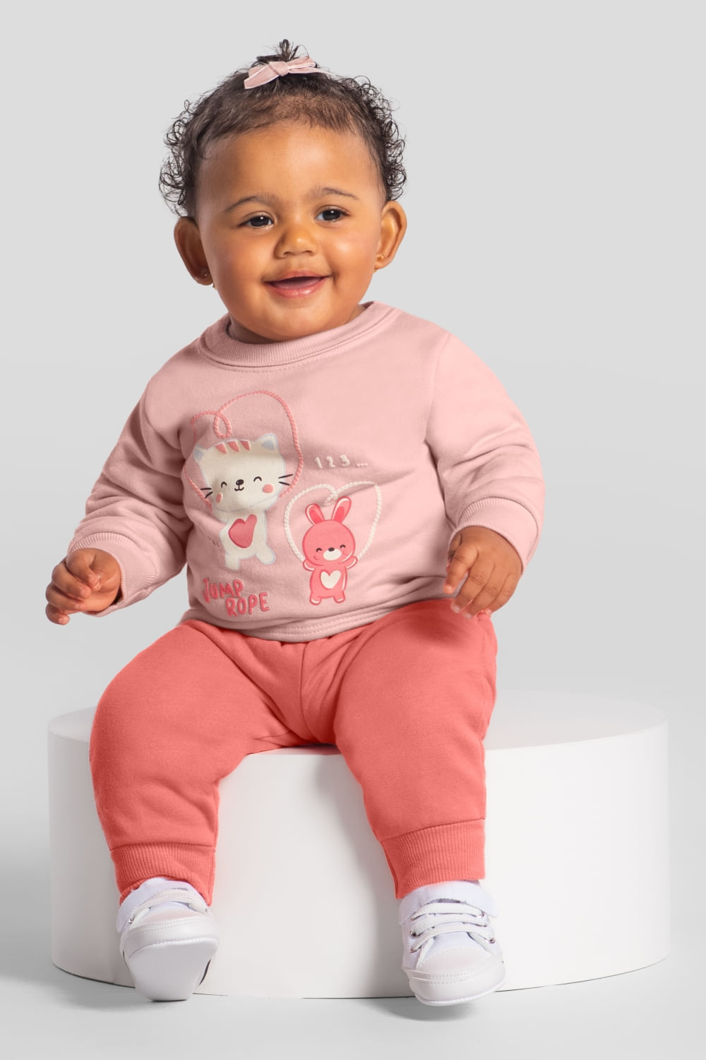 Conjunto bebê menina em moletom peluciado Brandili Baby