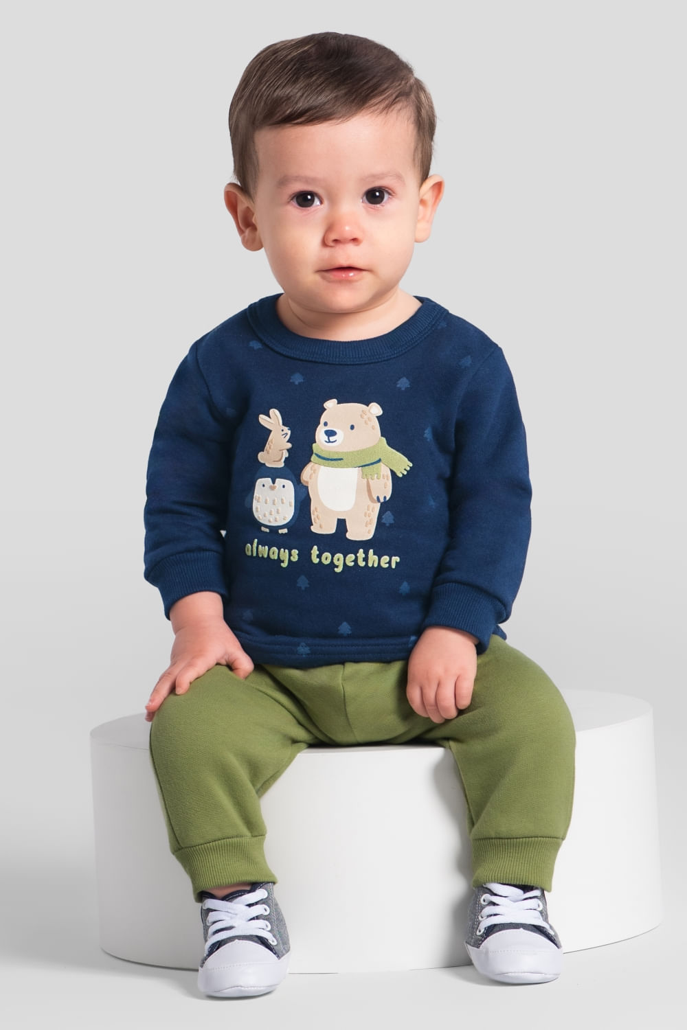 Conjunto bebê menino em moletom peluciado Brandili Baby