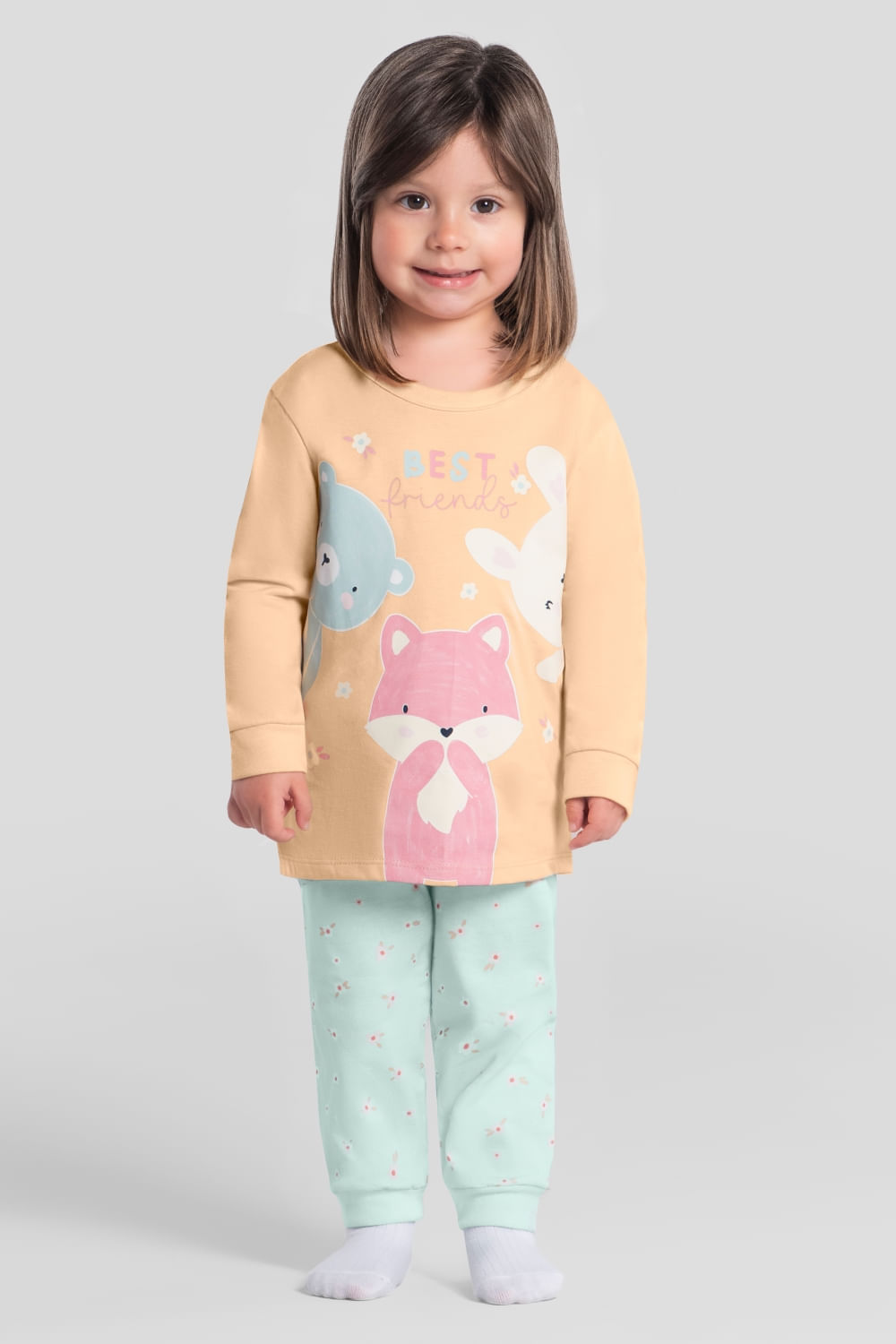 Pijama infantil menina em meia malha Brandili