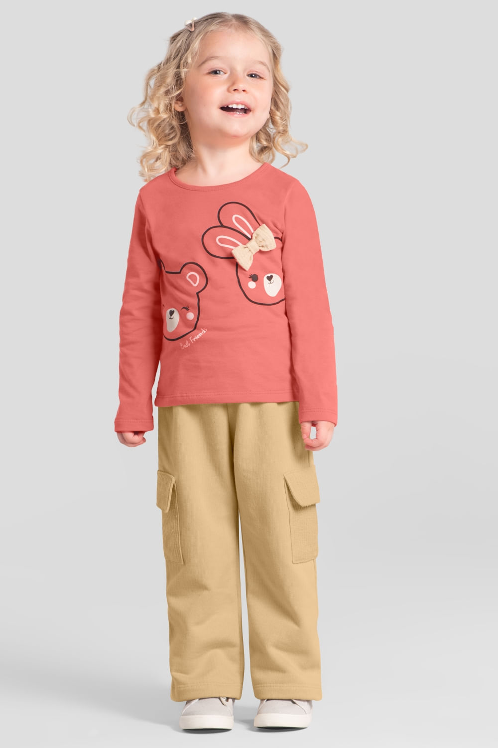 Conjunto infantil menina de coelhinho e ursinho Brandili