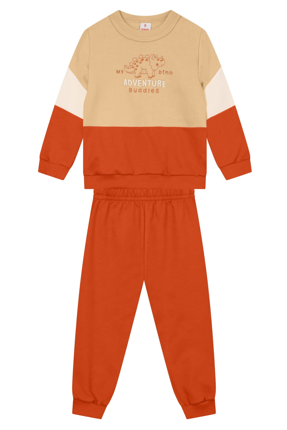 Conjunto infantil menino em moletinho de dinossauro Brandili