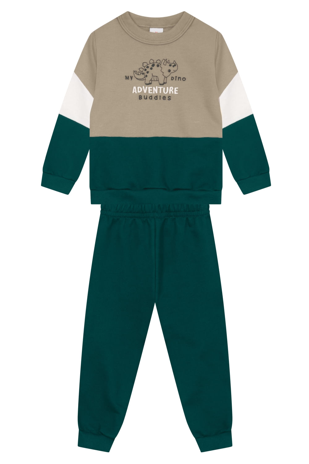 Conjunto infantil menino em moletinho de dinossauro Brandili