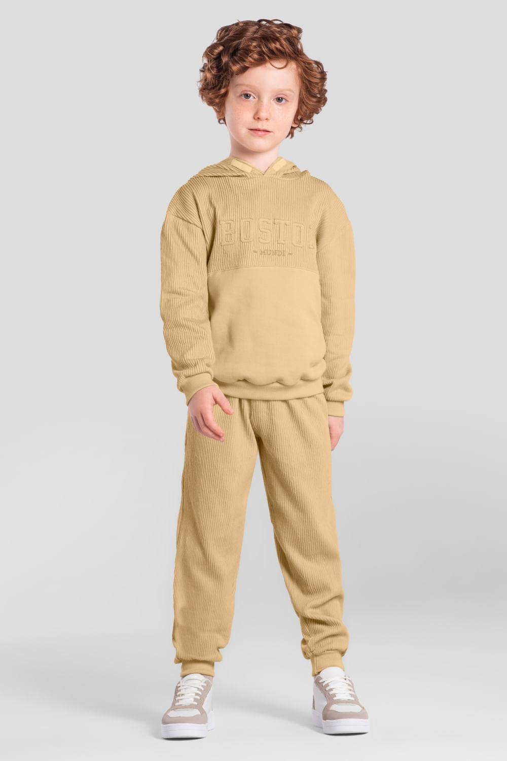 Conjunto infantil menino em moletinho canelado Mundi