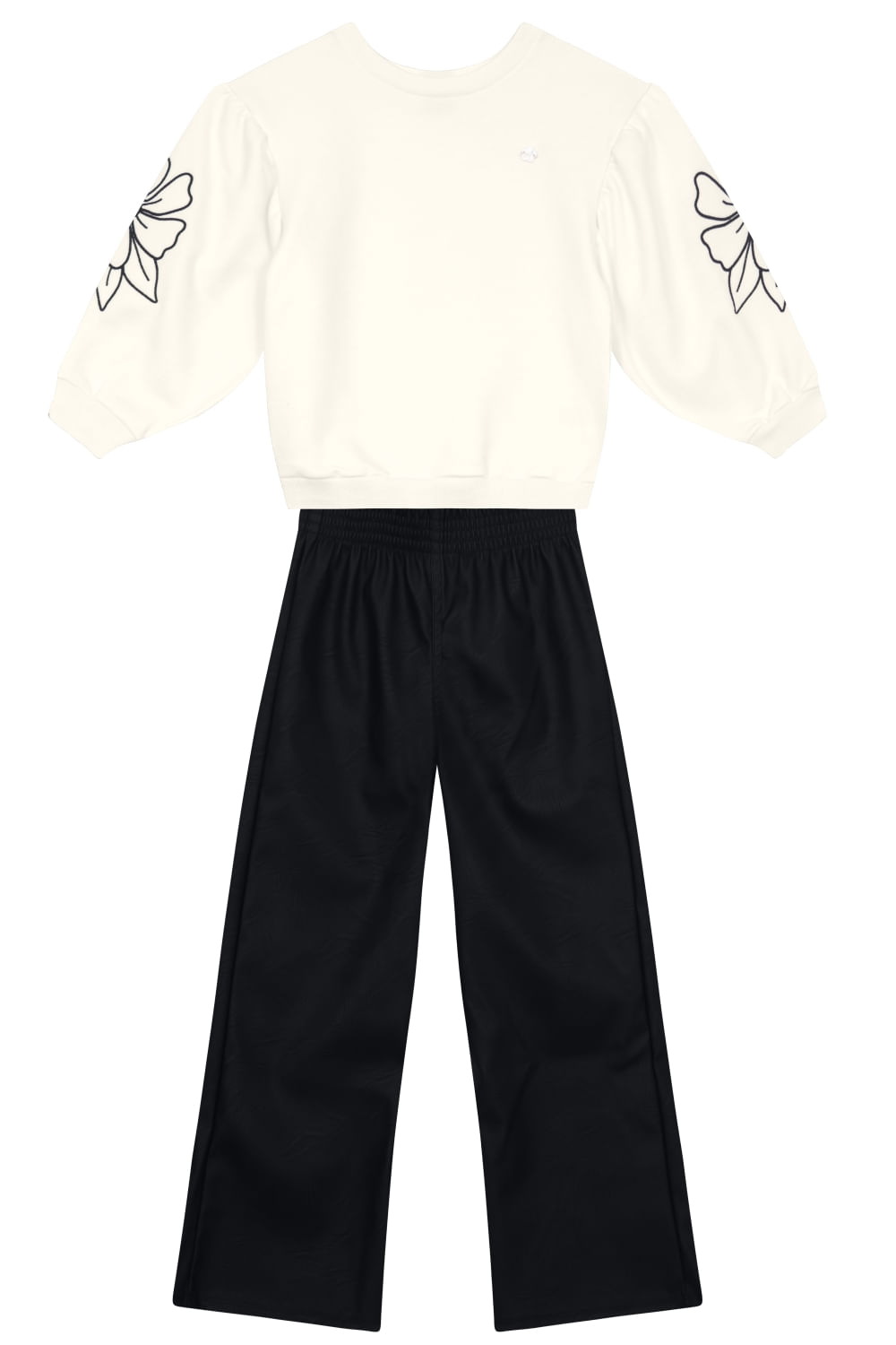 Conjunto infantil menina com bordado floral Mundi