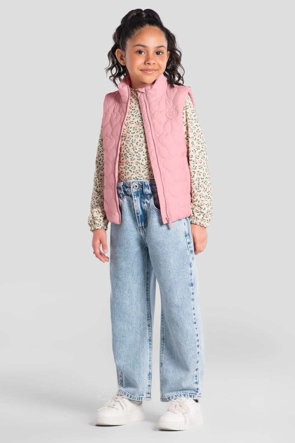 Colete puffer infantil menina de corações Mundi