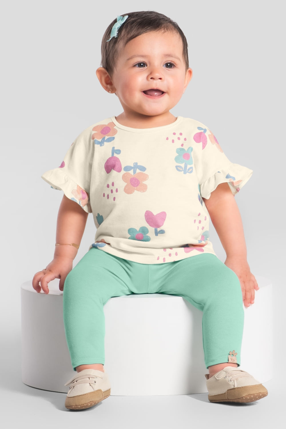 Conjunto bebê menina de flores Brandili Baby