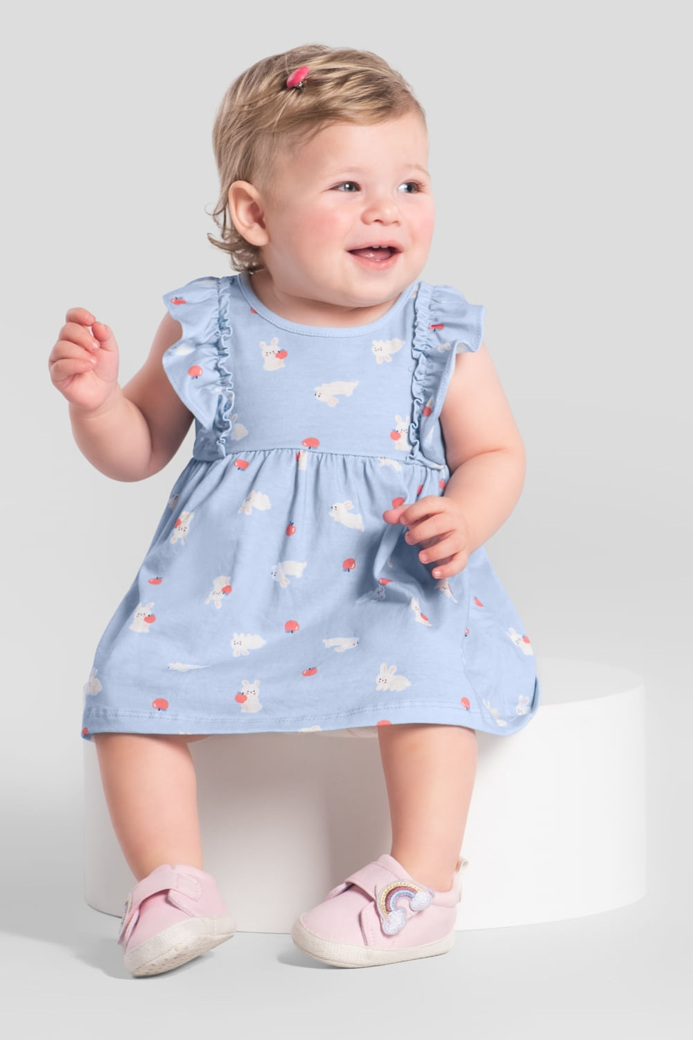 Vestido bebê menina de coelhinhos Brandili Baby